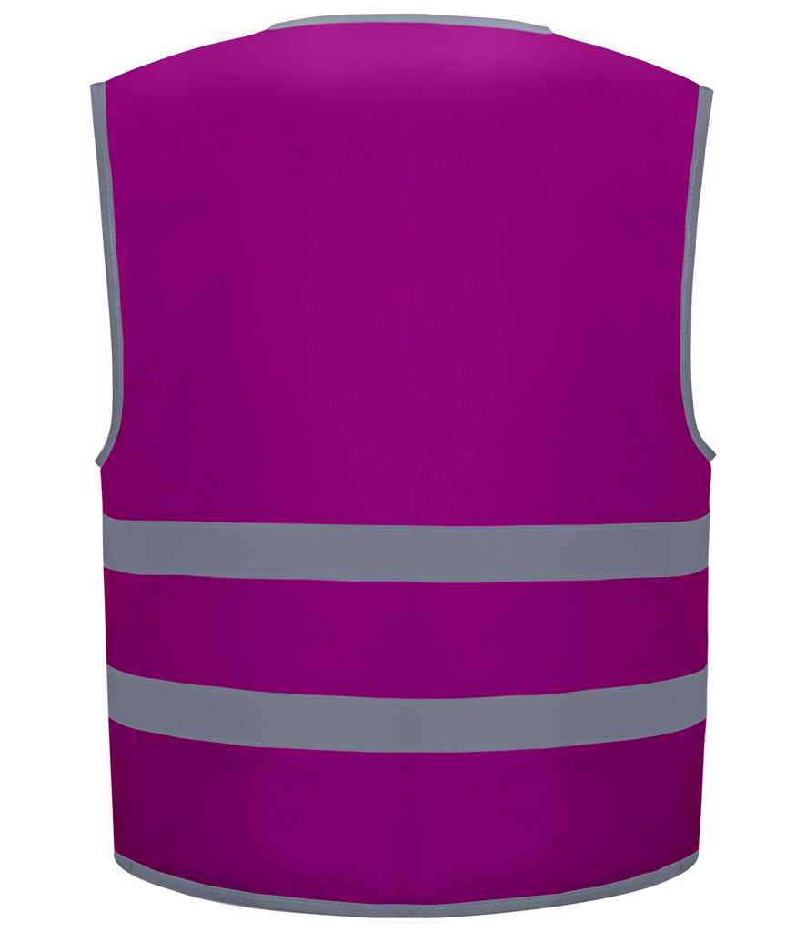 Yoko Kids Hi-Vis Two Band Waistcoat | Raspberry - Lancashire Teamwear
