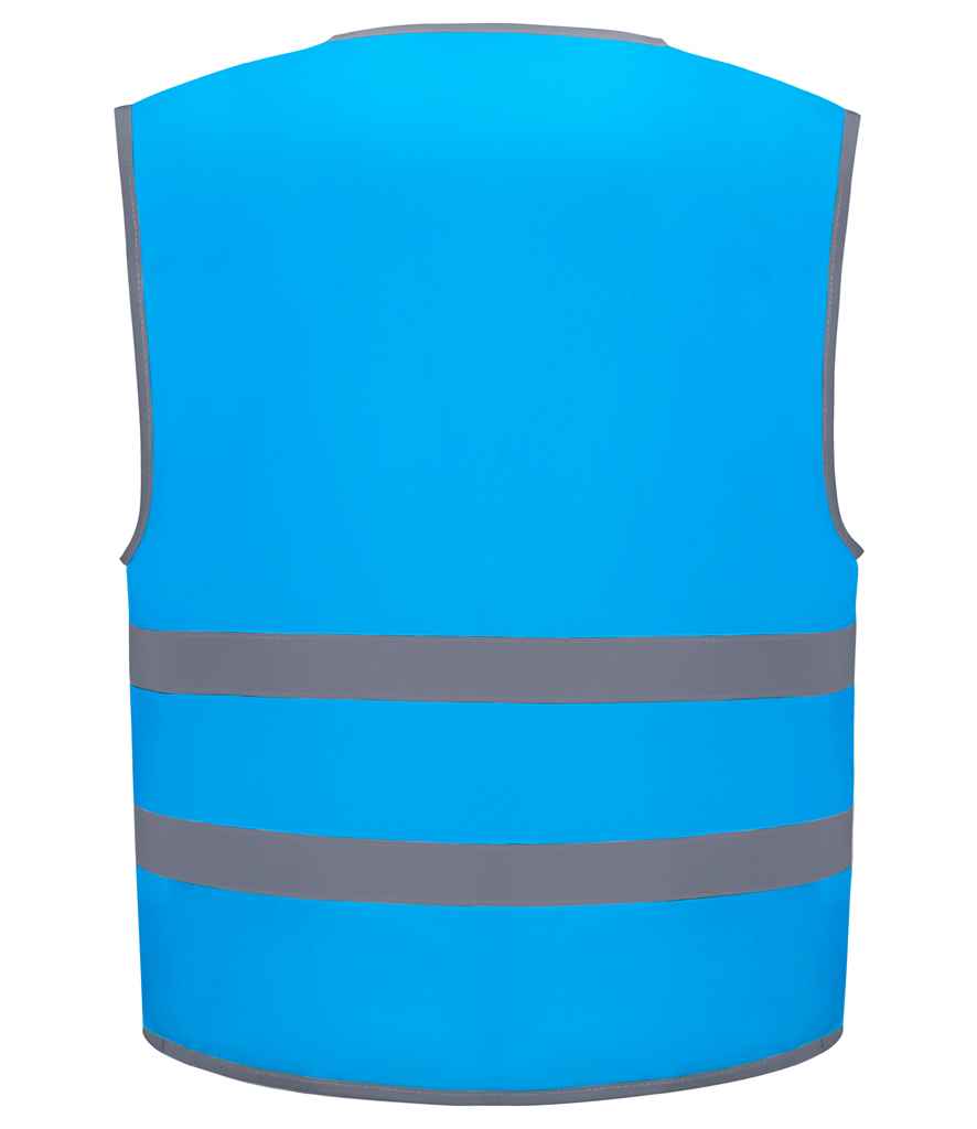 Yoko Kids Hi-Vis Two Band Waistcoat | Sapphire Blue - Lancashire Teamwear