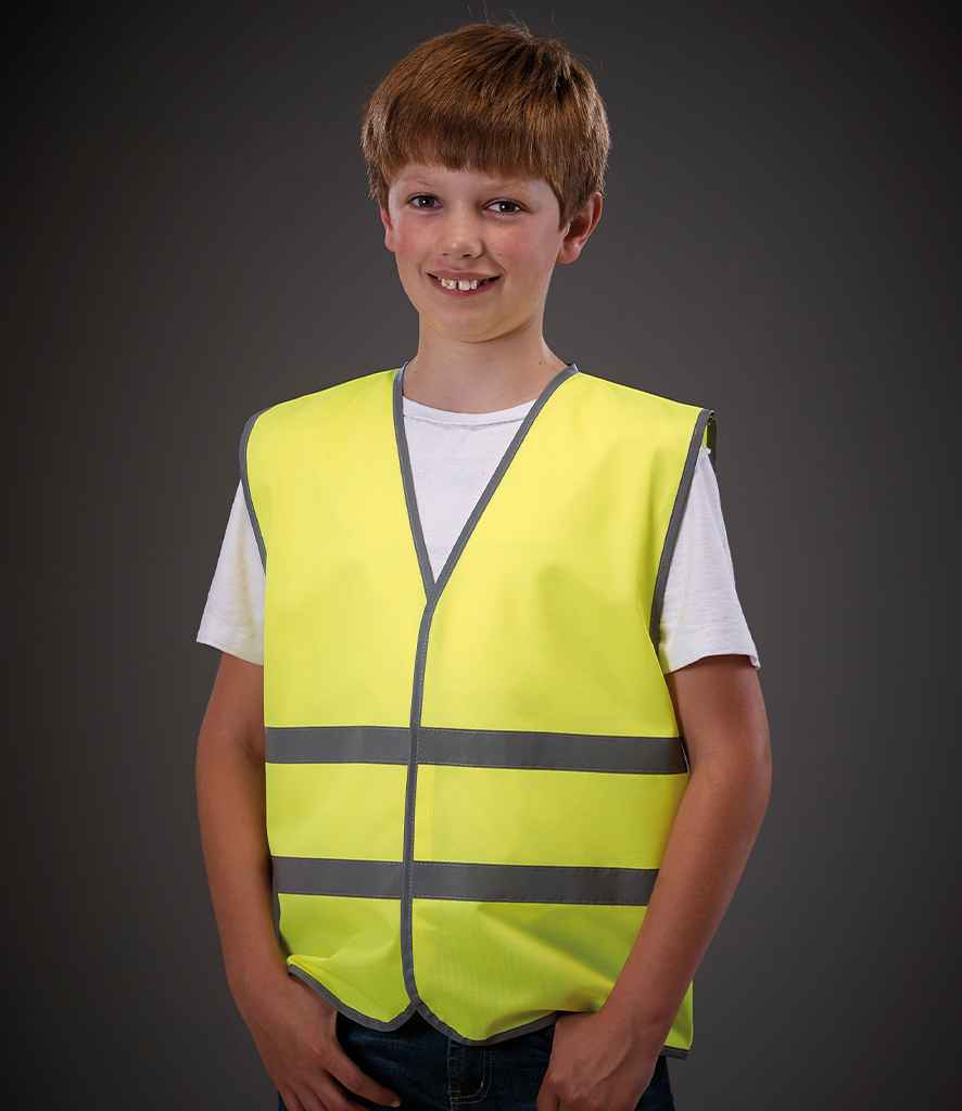 Yoko Kids Hi-Vis Two Band Waistcoat | Yellow - Lancashire Teamwear