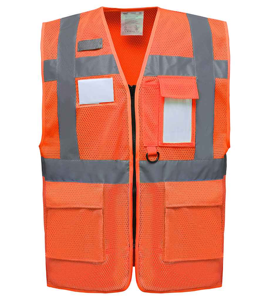 Yoko Hi-Vis Top Cool Open Mesh Executive Waistcoat | Orange - Lancashire Teamwear