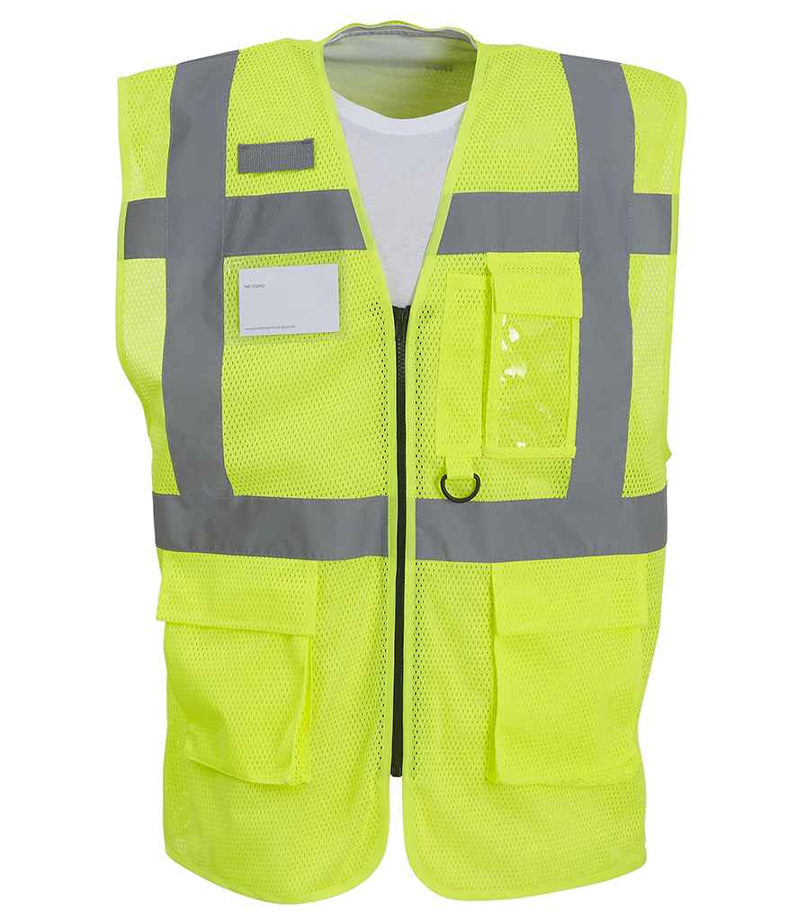Yoko Hi-Vis Top Cool Open Mesh Executive Waistcoat | Yellow - Lancashire Teamwear