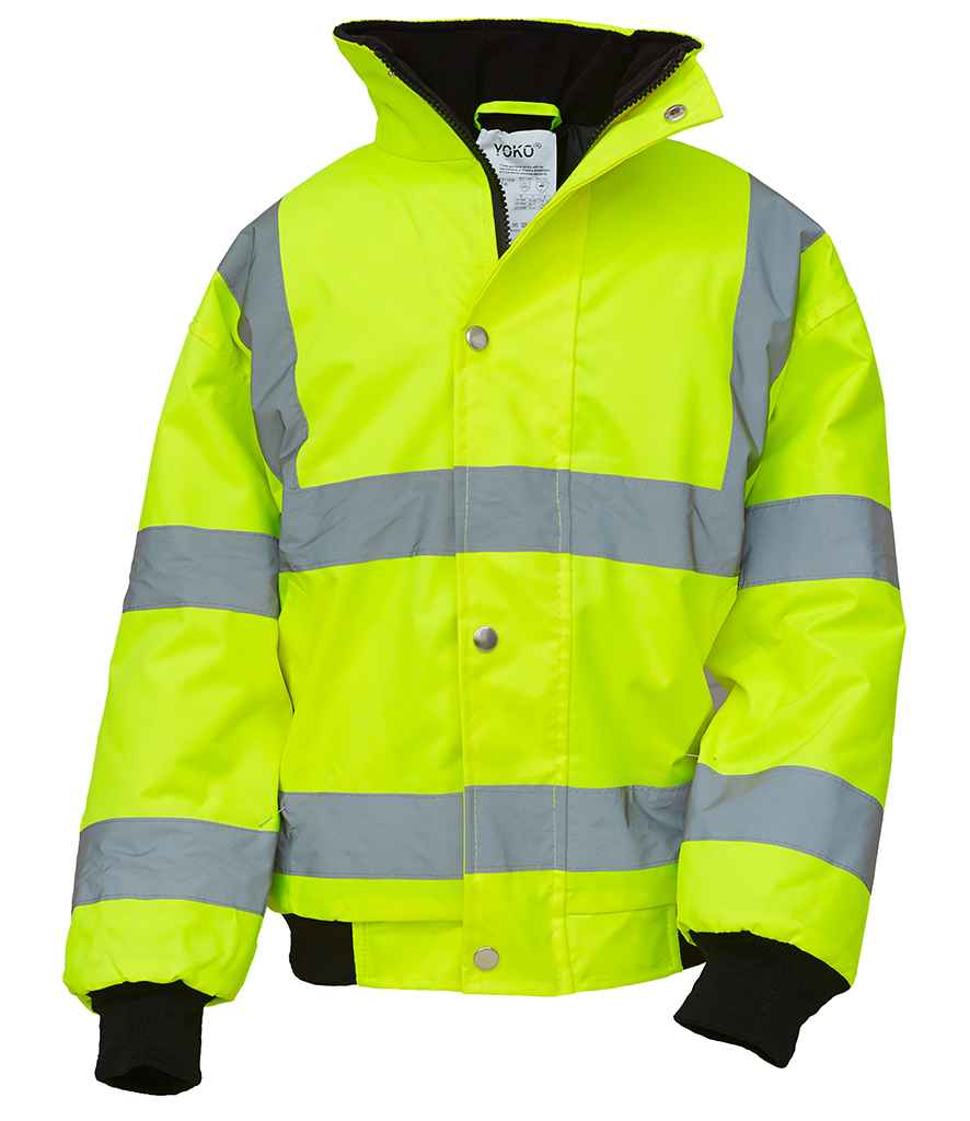 Yoko Kids Hi-Vis Bomber Jacket | Yellow - Lancashire Teamwear