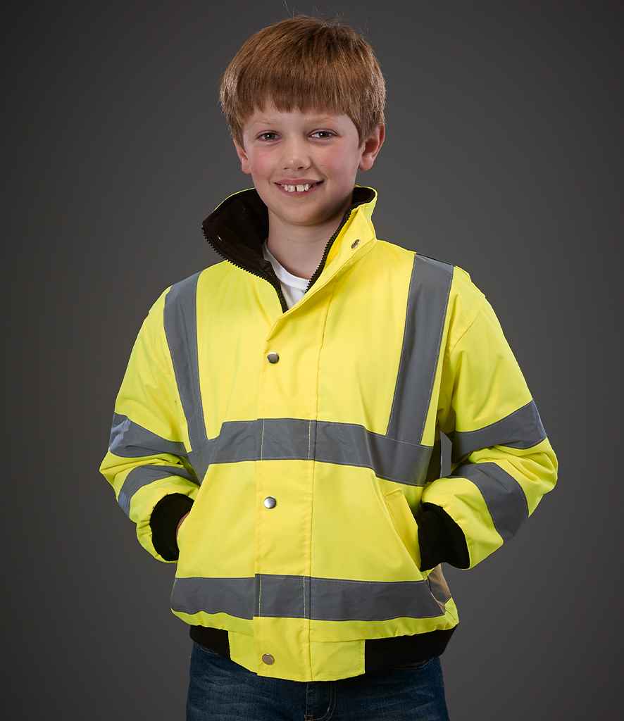 Yoko Kids Hi-Vis Bomber Jacket | Yellow - Lancashire Teamwear