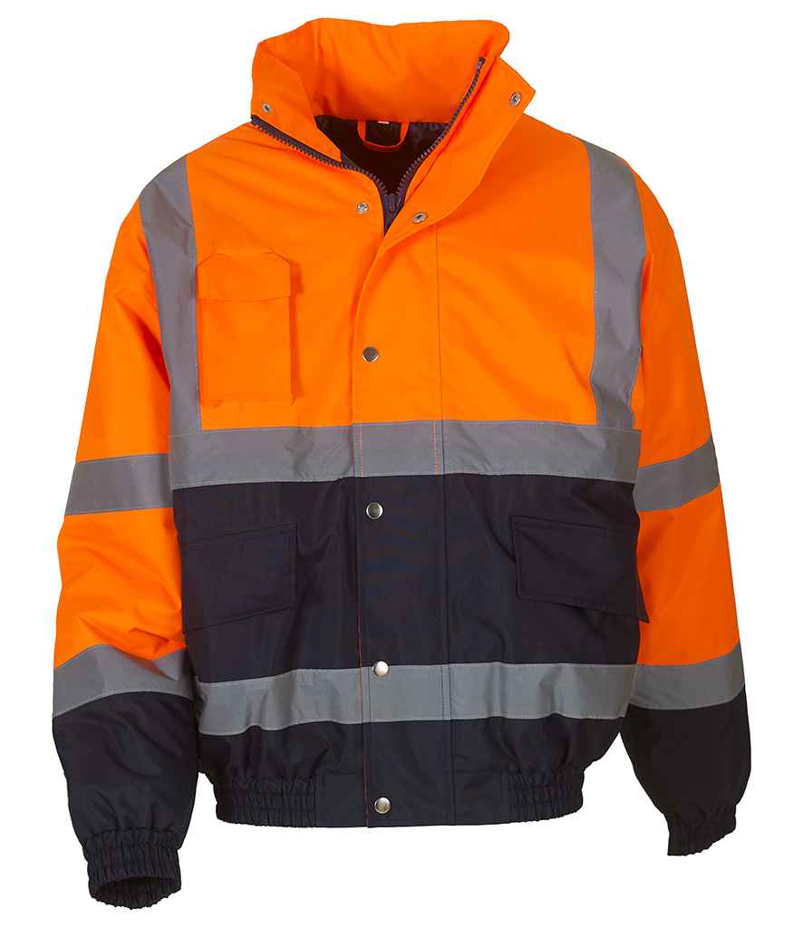 Yoko Hi-Vis Two Tone Bomber Jacket | Orange/Navy - Lancashire Teamwear