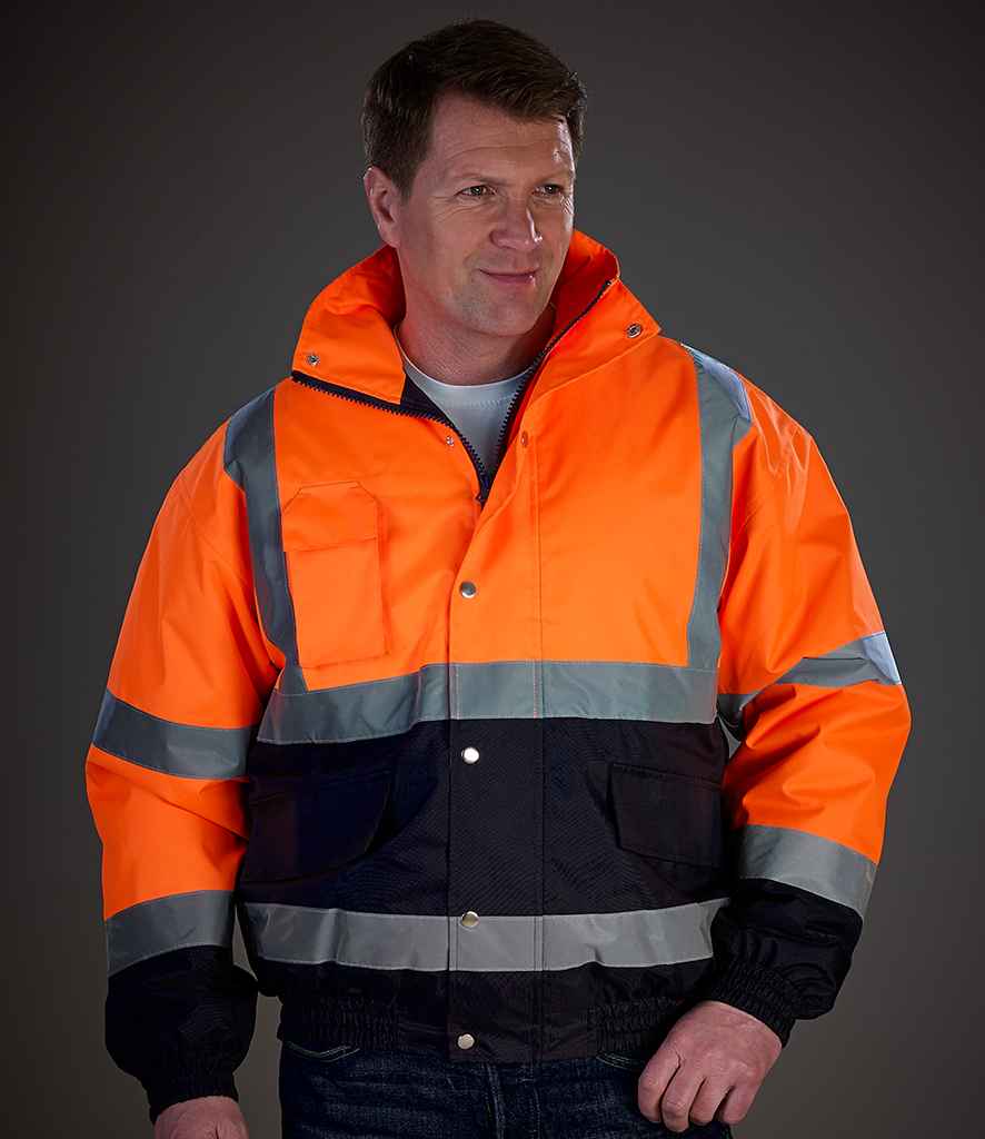 Yoko Hi-Vis Two Tone Bomber Jacket | Orange/Navy - Lancashire Teamwear