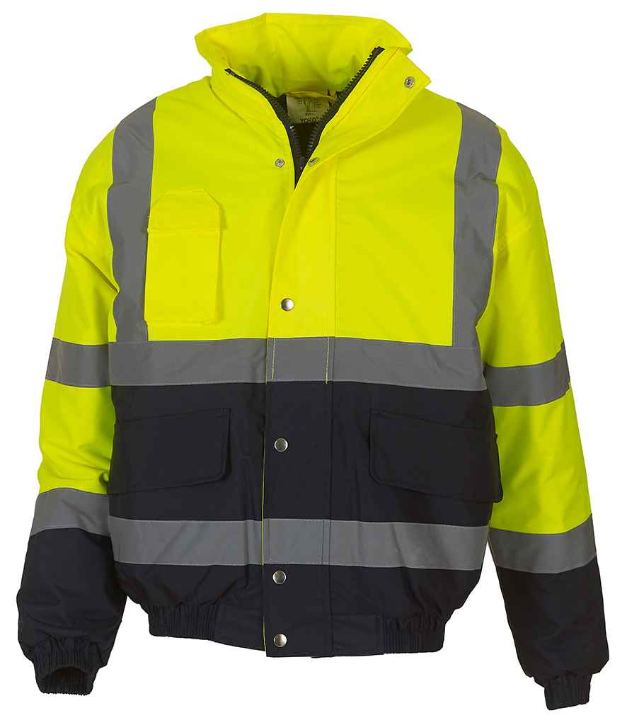 Yoko Hi-Vis Two Tone Bomber Jacket Yellow/Navy