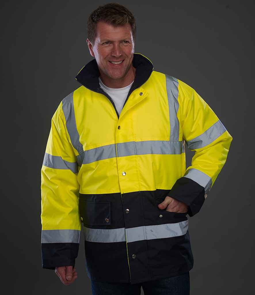 Yoko Hi-Vis Two Tone Motorway Jacket | Yellow/Navy - Lancashire Teamwear
