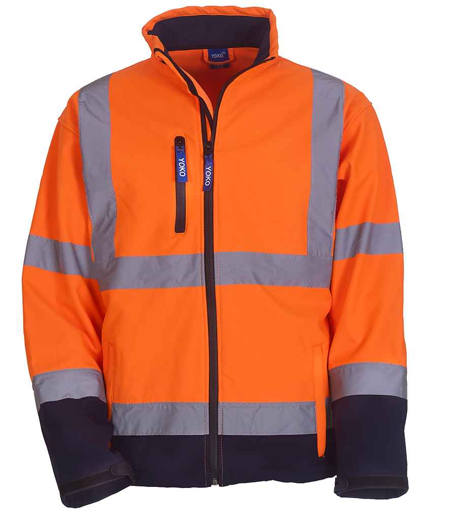 Yoko Hi-Vis Soft Shell Jacket | Orange/Navy - Lancashire Teamwear