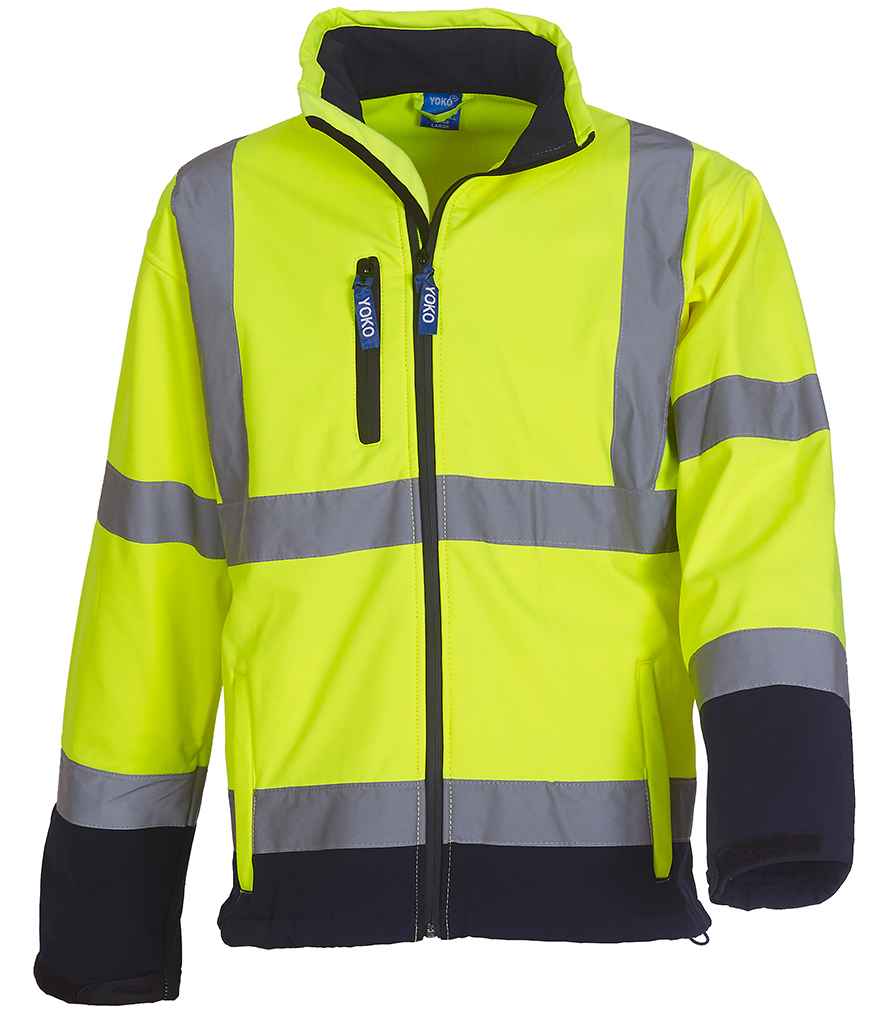 Yoko Hi-Vis Soft Shell Jacket | Yellow/Navy - Lancashire Teamwear