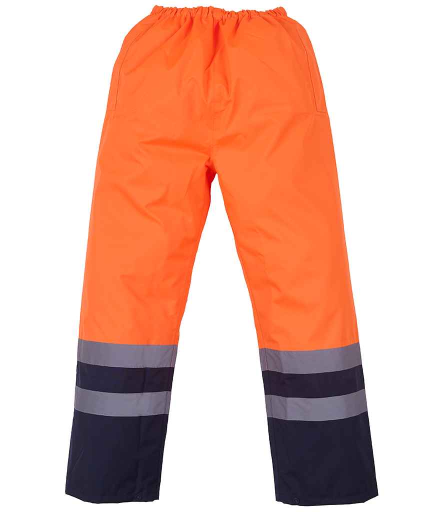 Yoko Hi-Vis Two Tone Waterproof Overtrousers Orange/Navy