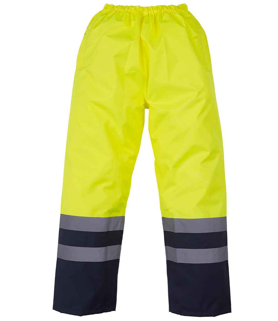 Yoko Hi-Vis Two Tone Waterproof Overtrousers | Yellow/Navy - Lancashire Teamwear