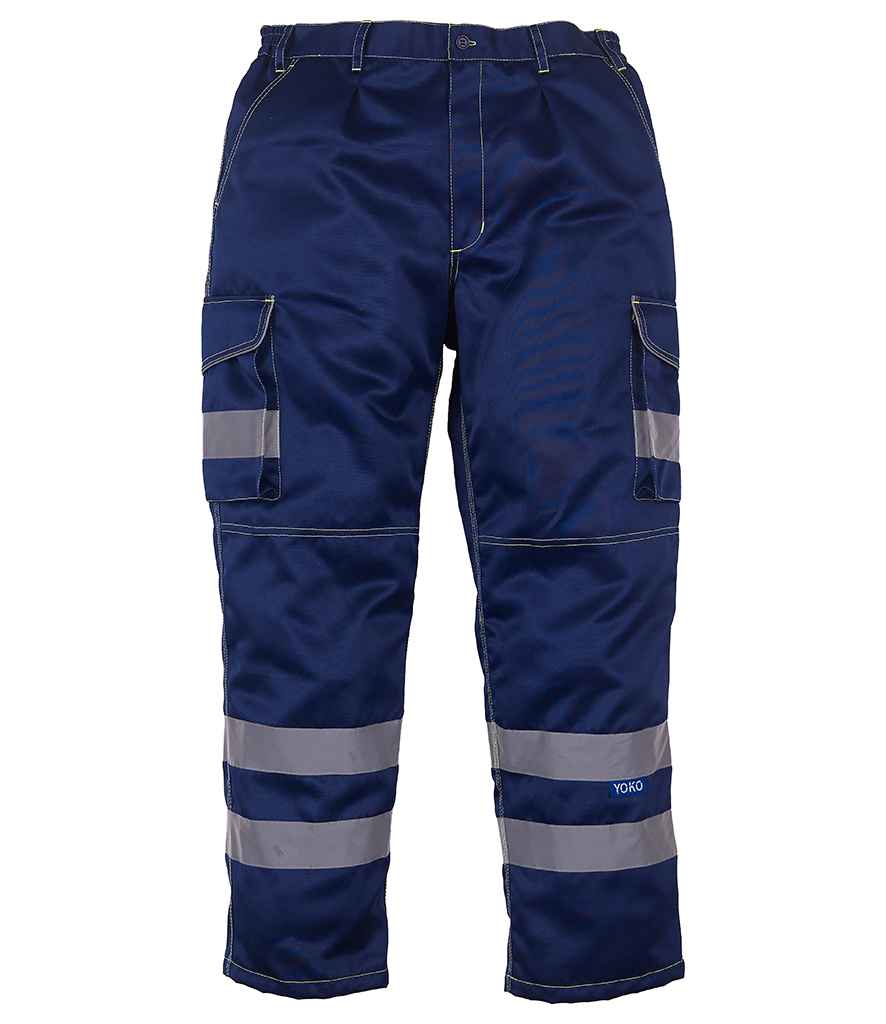 Yoko Hi-Vis Cargo Trousers with Knee Pad Pockets Navy