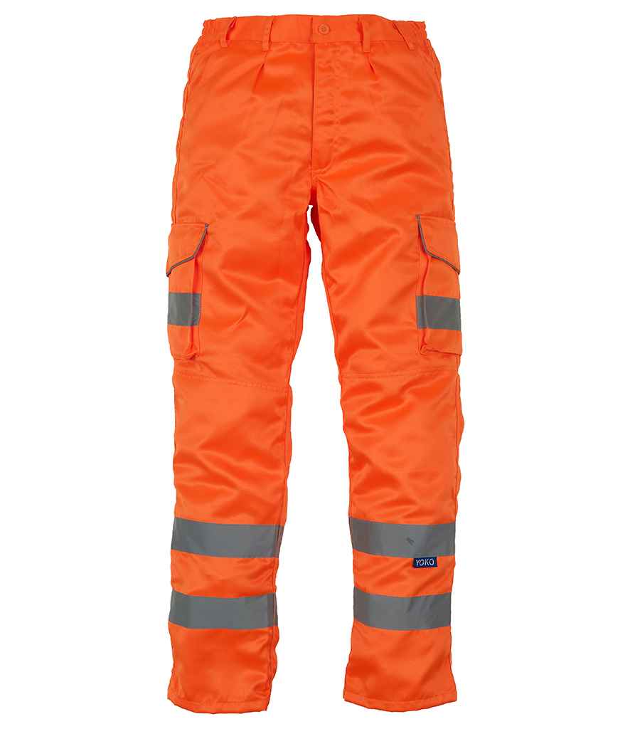 Yoko Hi-Vis Cargo Trousers with Knee Pad Pockets Orange