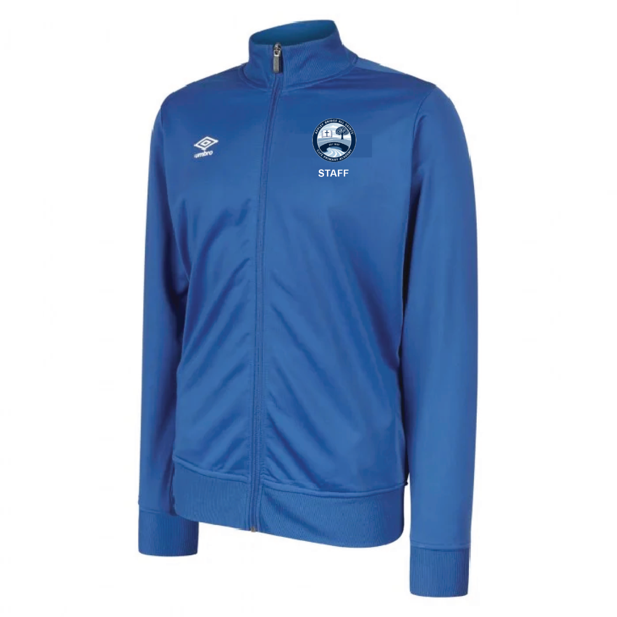 Appley Bridge All Saints Club Essential Knitted Jacket in Royal with embroidered school badge
