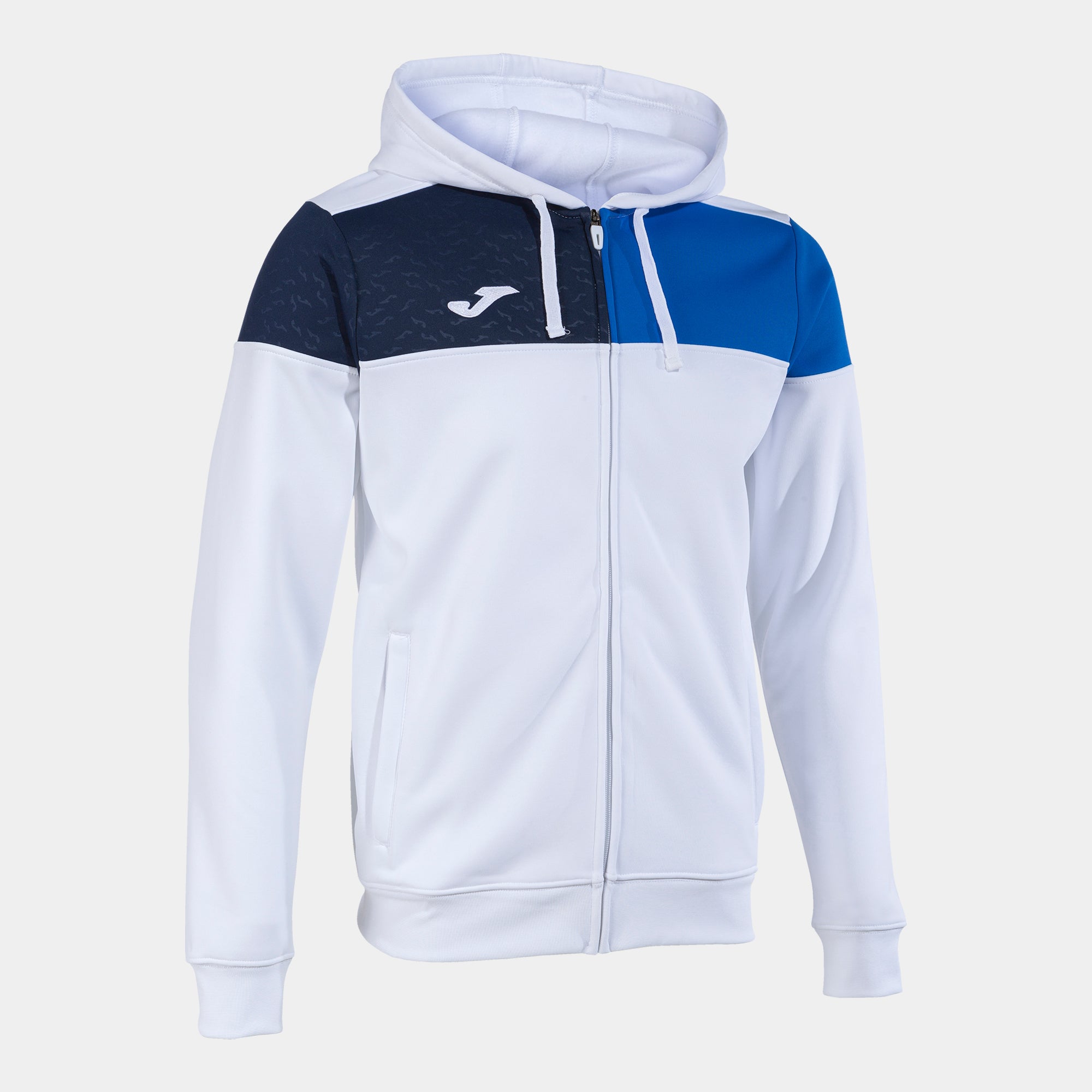 Joma Crew V Zip-Up Hoodie White Royal Navy
