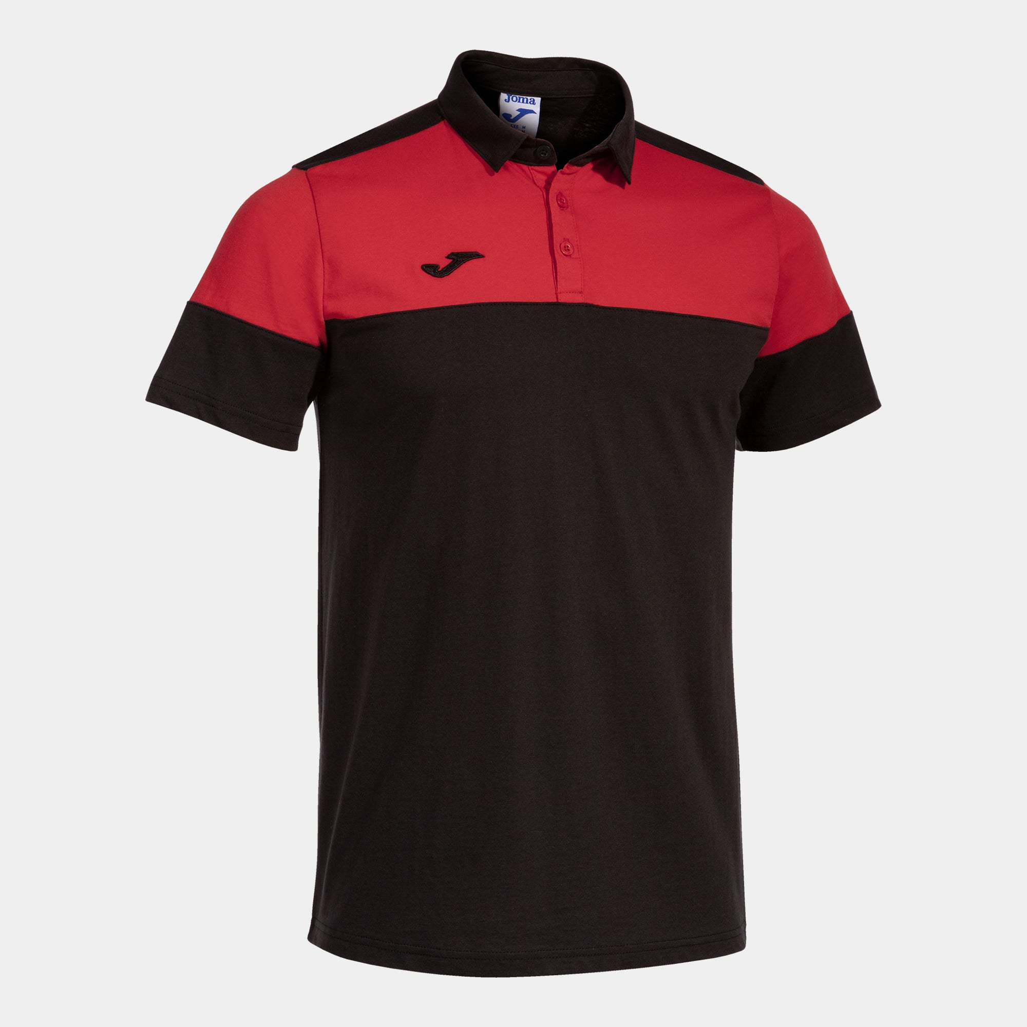 Joma Crew V Short Sleeve Polo Black Red