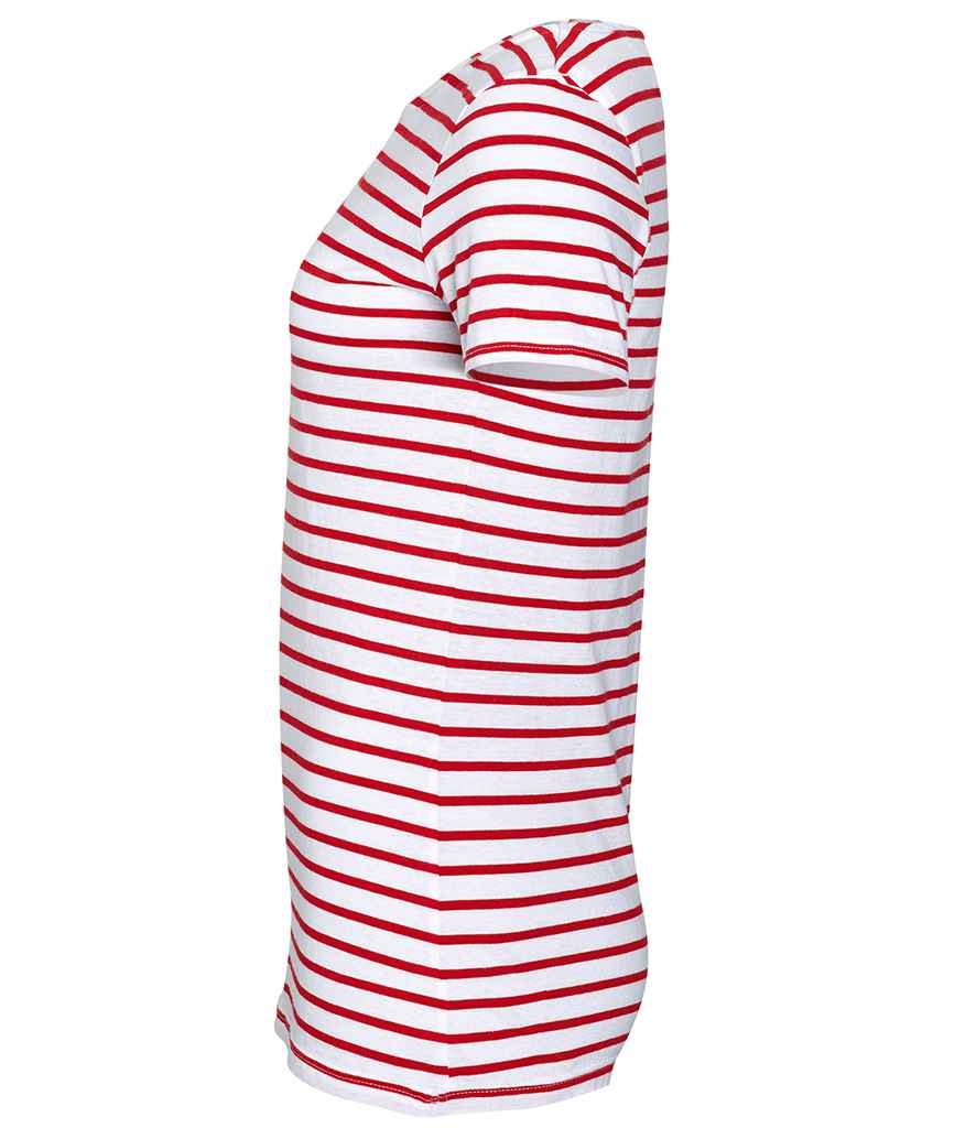 SOL'S Ladies Miles Striped T-Shirt | White/Red - Lancashire Teamwear