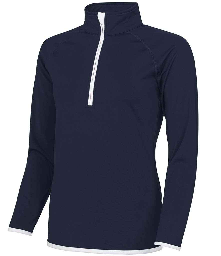 AWDis Ladies Cool Half Zip Sweat Top French Navy/Arctic White