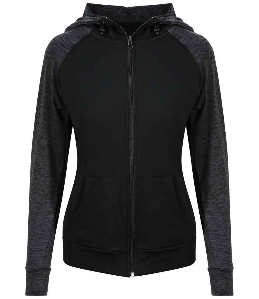 AWDis Ladies Cool Contrast Zoodie Black/Black Slate Melange