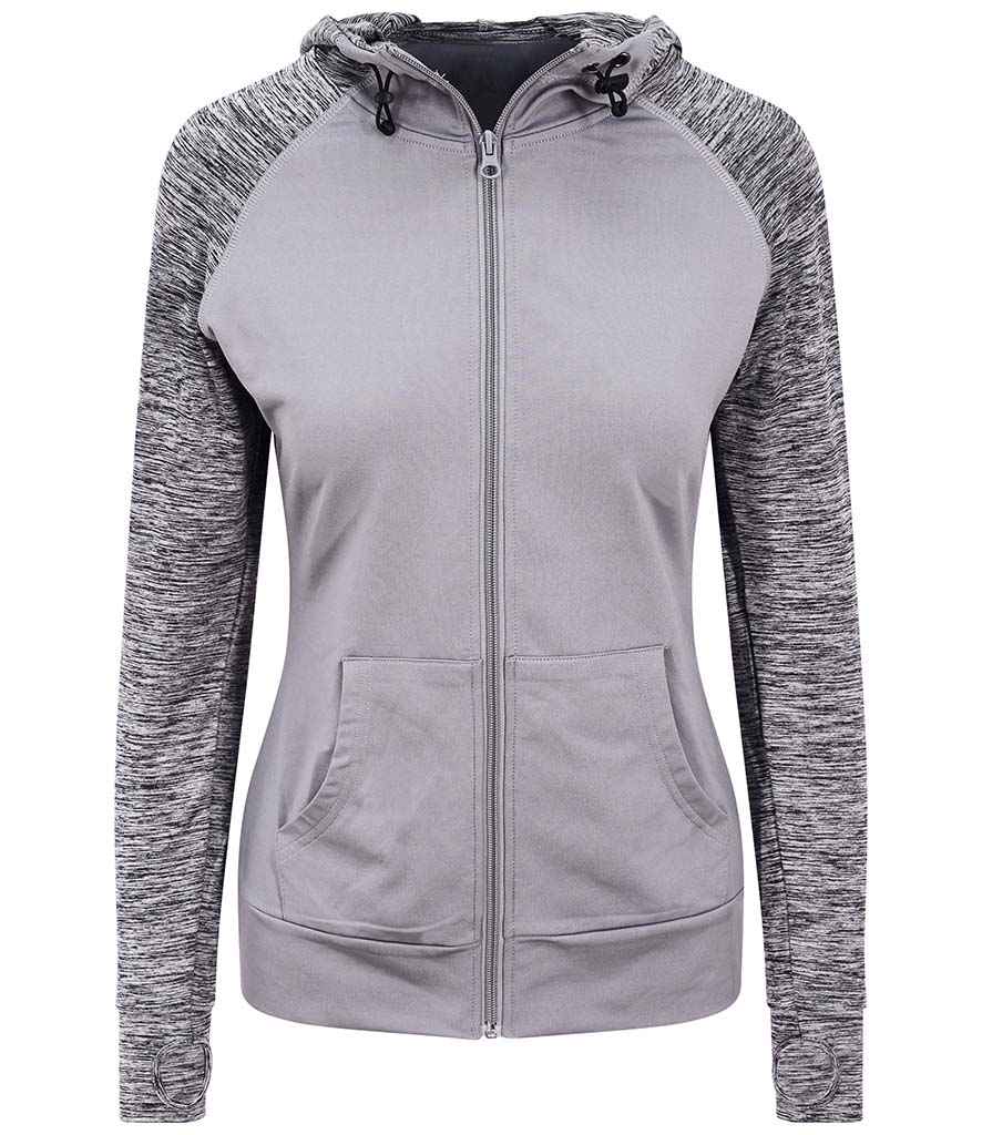 AWDis Ladies Cool Contrast Zoodie Grey/Grey Melange