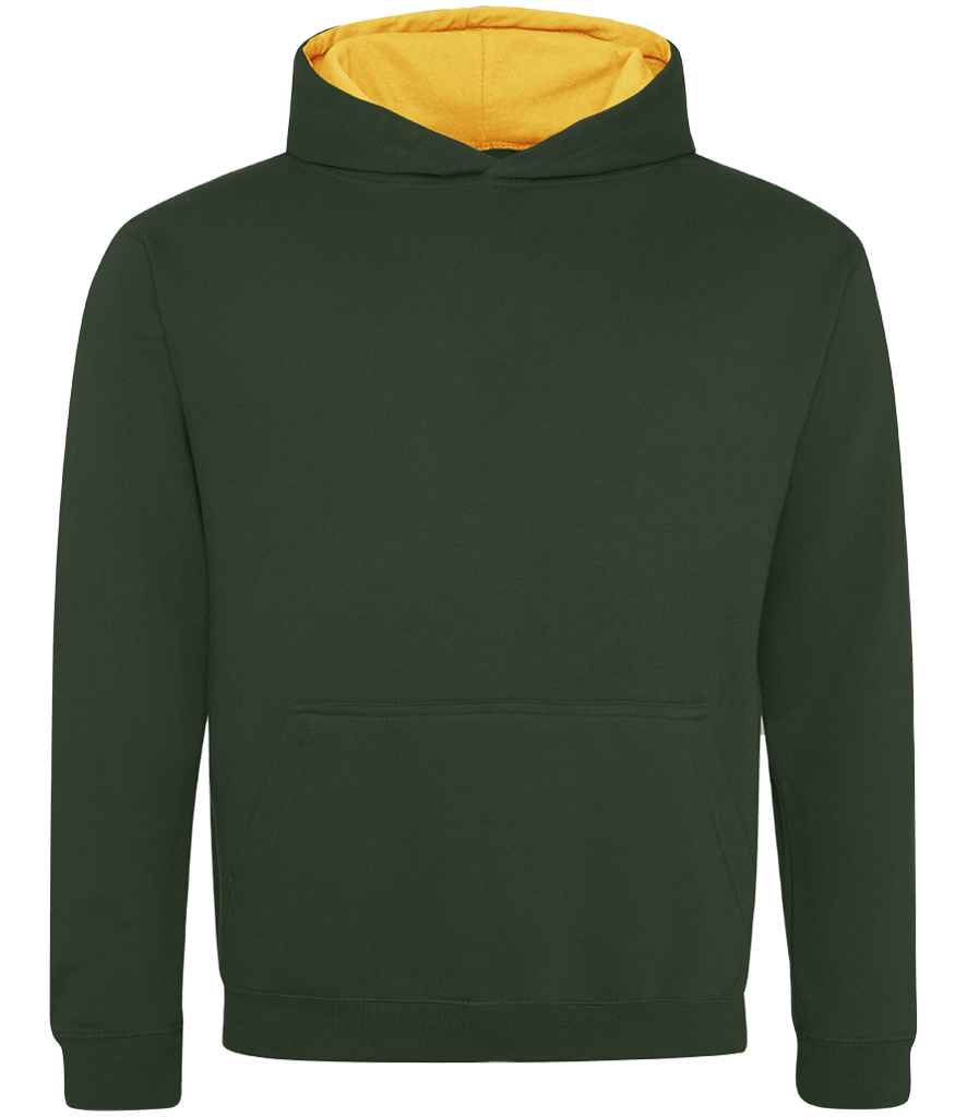 AWDis Kids Varsity Hoodie Forest Green/Gold