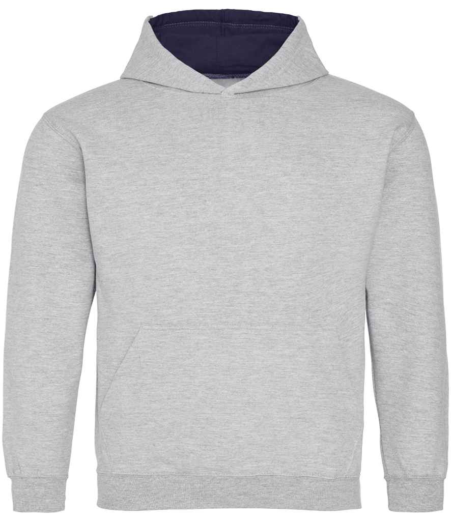 AWDis Kids Varsity Hoodie Heather Grey/New French Navy