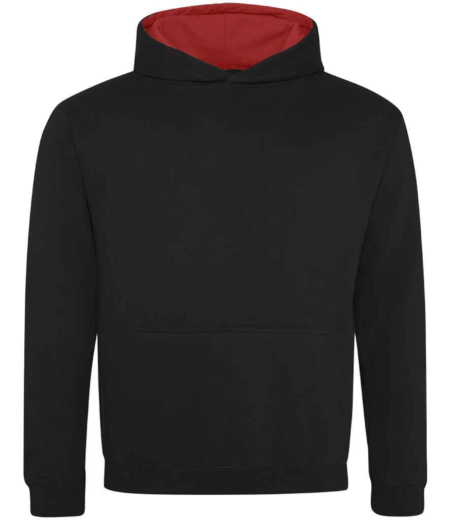 AWDis Kids Varsity Hoodie Jet Black/Fire Red