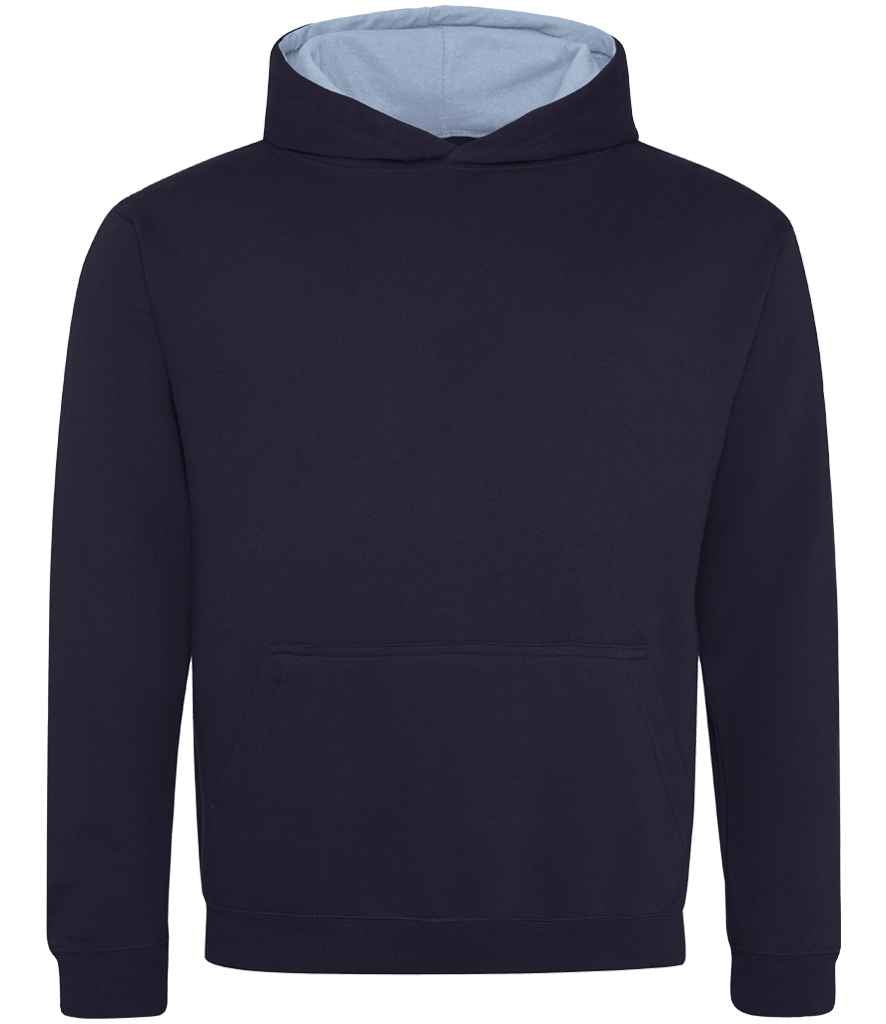 AWDis Kids Varsity Hoodie New French Navy/Sky Blue