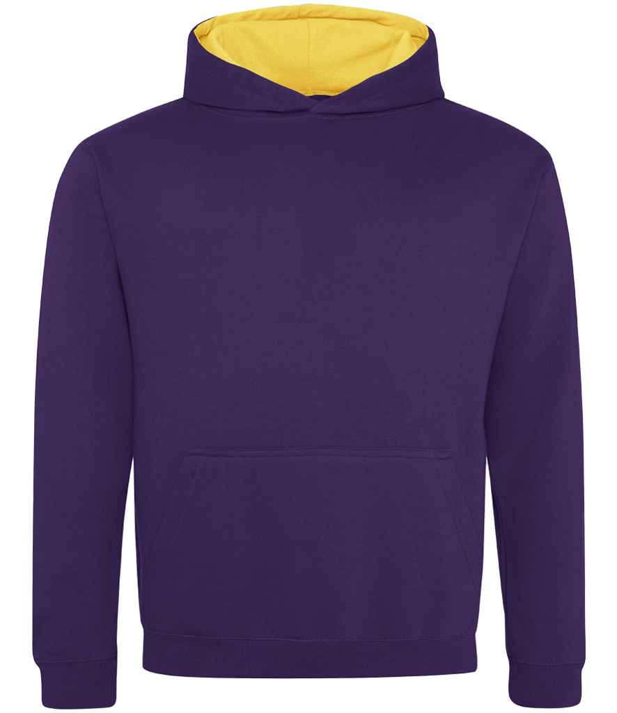 AWDis Kids Varsity Hoodie Purple/Sun Yellow