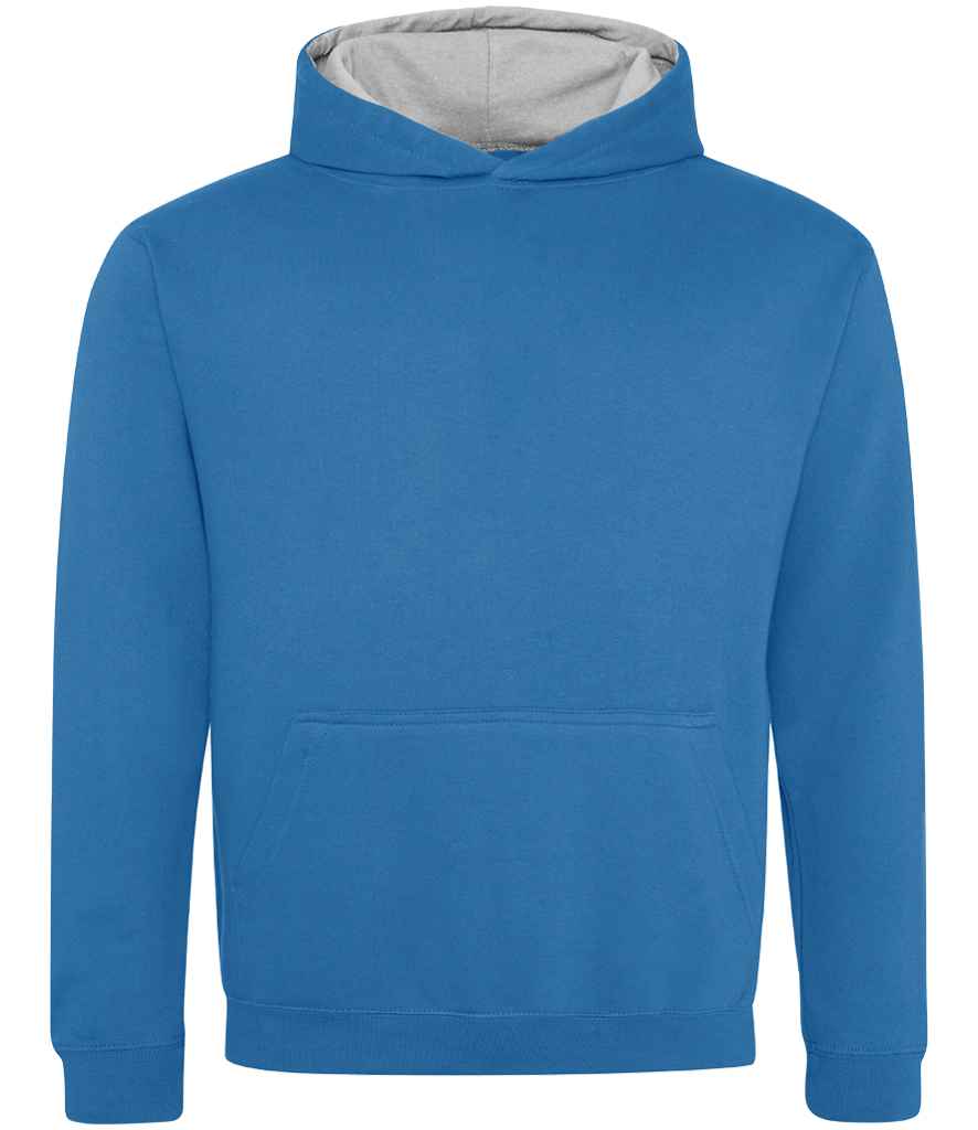 AWDis Kids Varsity Hoodie Sapphire Blue/Heather Grey