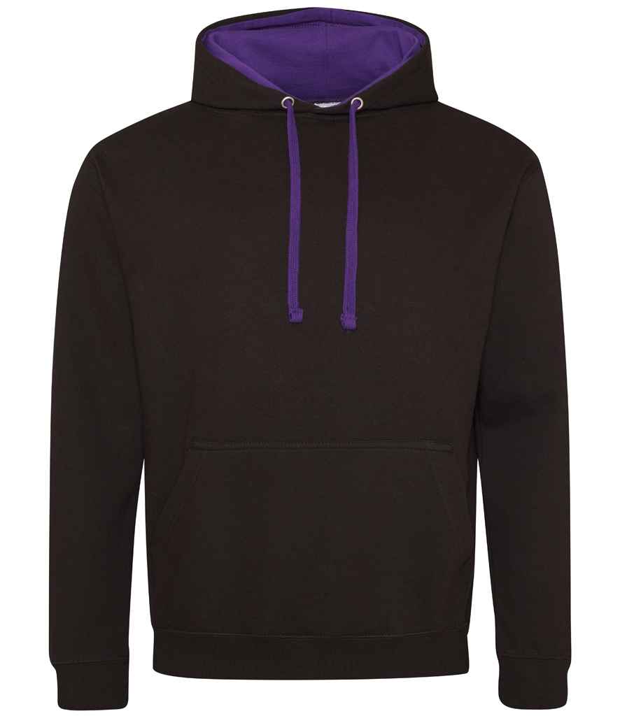 AWDis Varsity Hoodie | Jet Black/Purple Jet Black/Purple