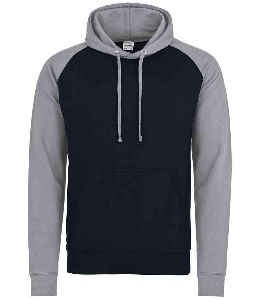 AWDis Baseball Hoodie Oxford Navy/Heather Grey