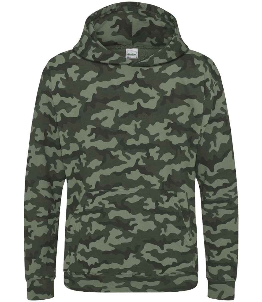 AWDis Kids Camo Hoodie Green Camo