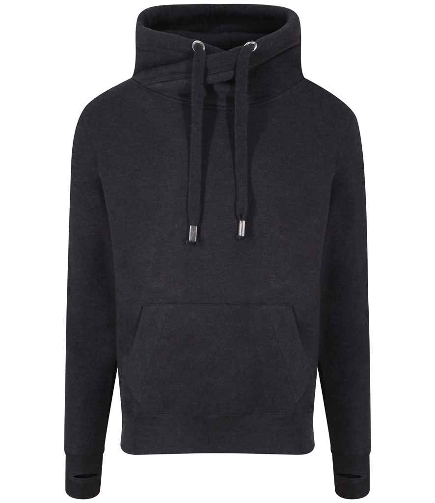 AWDis Cross Neck Hoodie Black Smoke