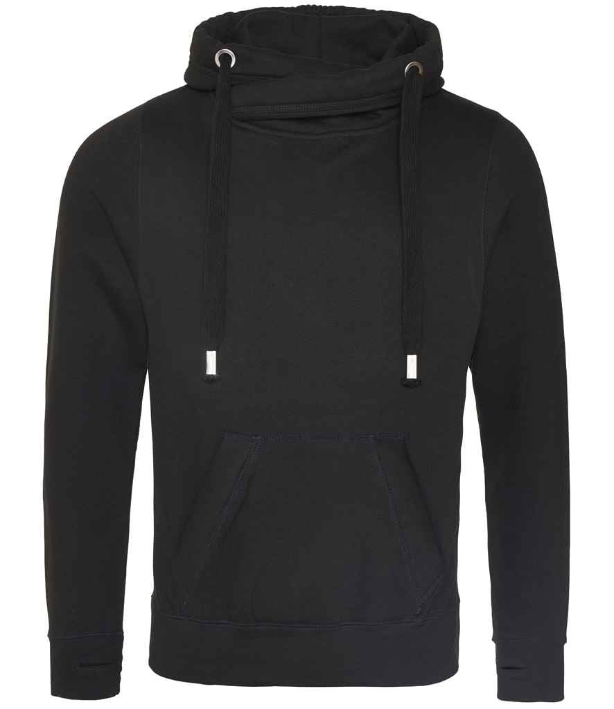 AWDis Cross Neck Hoodie Jet Black
