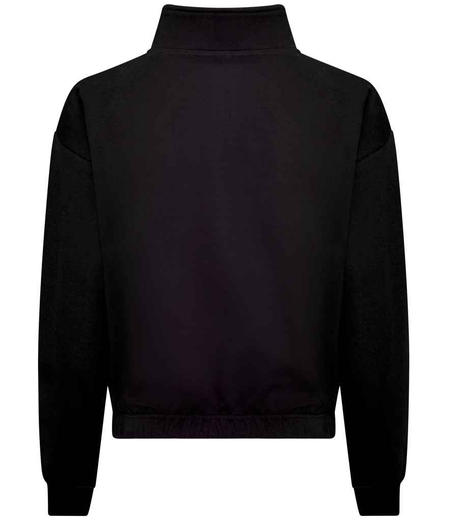AWDis Ladies Cropped 1/4 Zip Sweatshirt | Deep Black - Just Hoods - Lancashire Teamwear