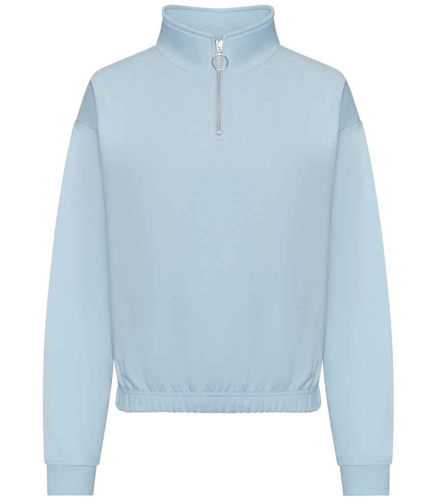 AWDis Ladies Cropped 1/4 Zip Sweatshirt | Sky Blue - Just Hoods - Lancashire Teamwear