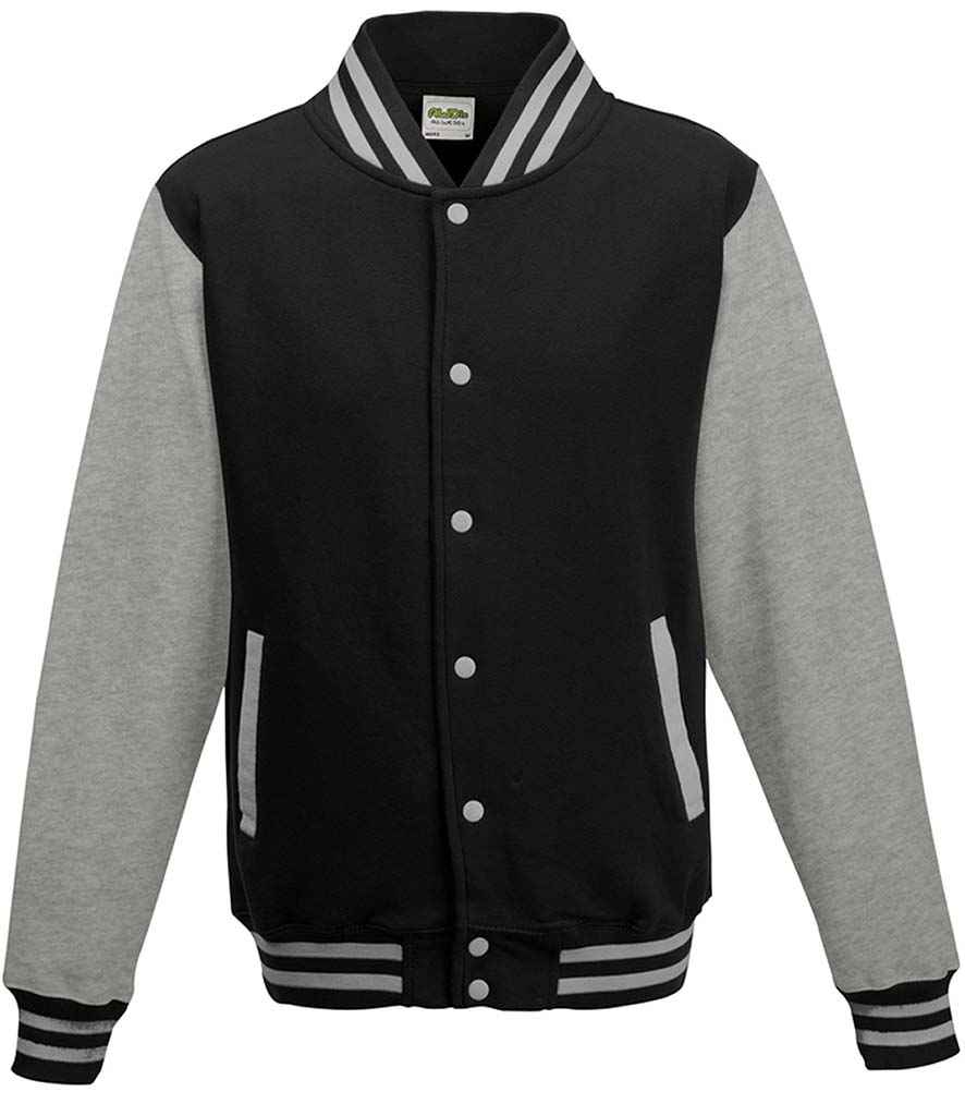 AWDis Varsity Jacket Jet Black/Heather Grey