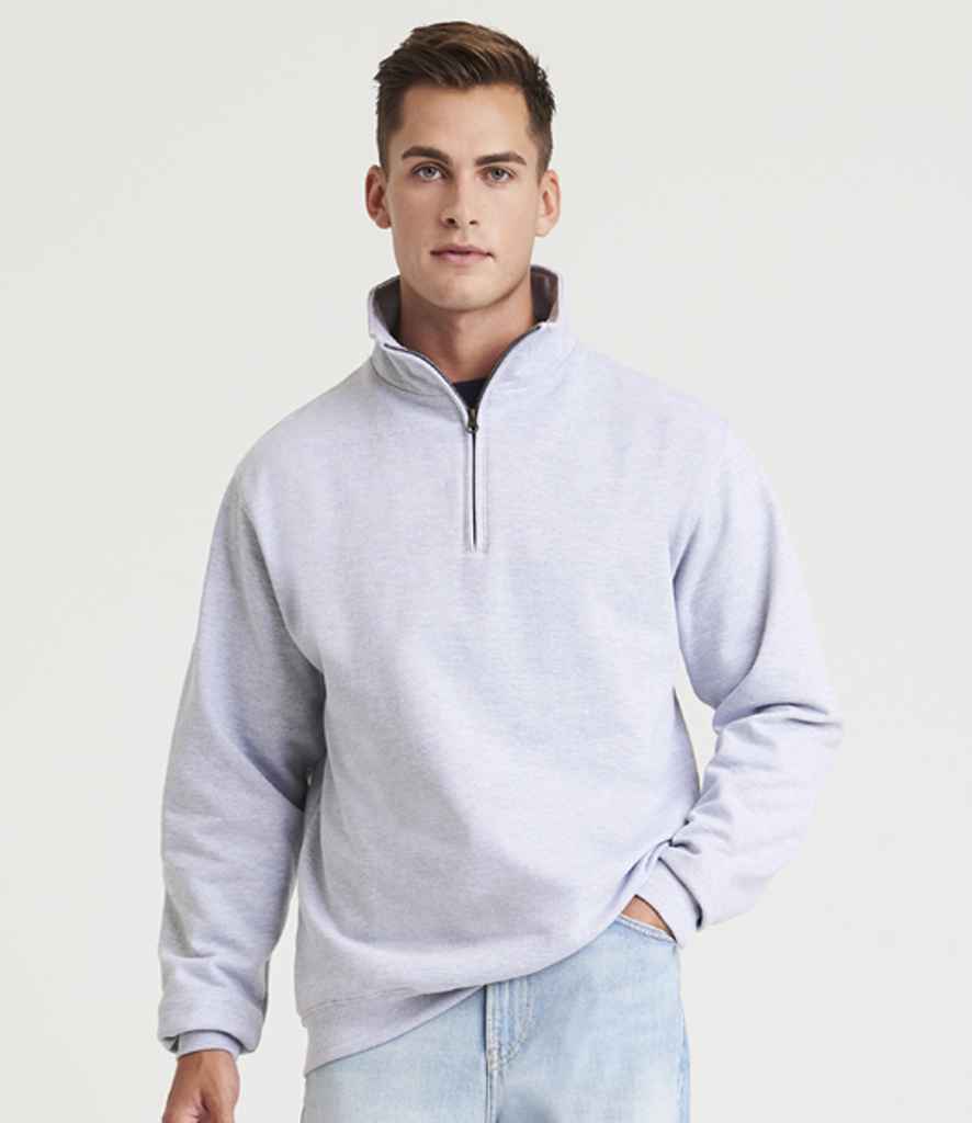 AWDis Sophomore Zip Neck Sweatshirt | Heather Grey - Just Hoods - Lancashire Teamwear