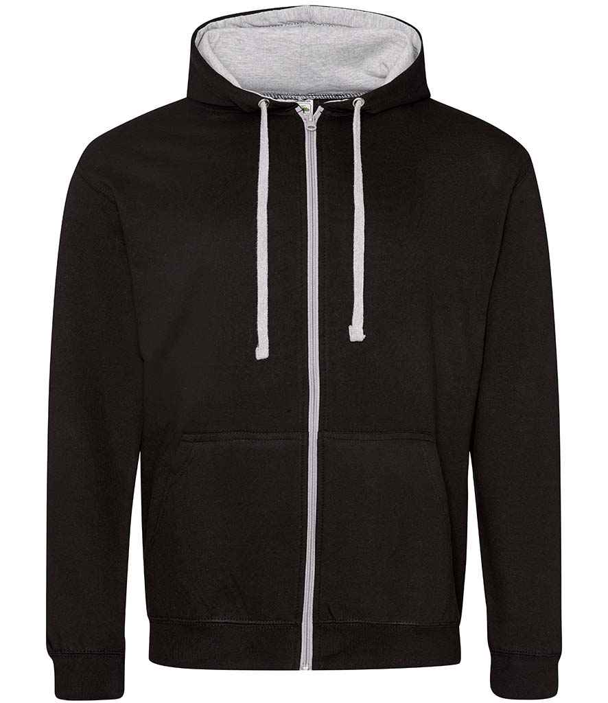AWDis Varsity Zoodie Jet Black/Heather Grey