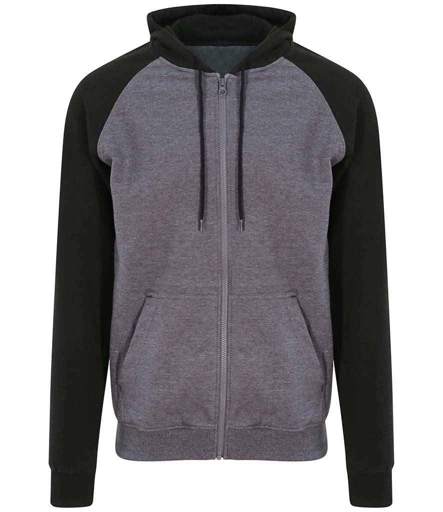 AWDis Baseball Zoodie Charcoal/Jet Black