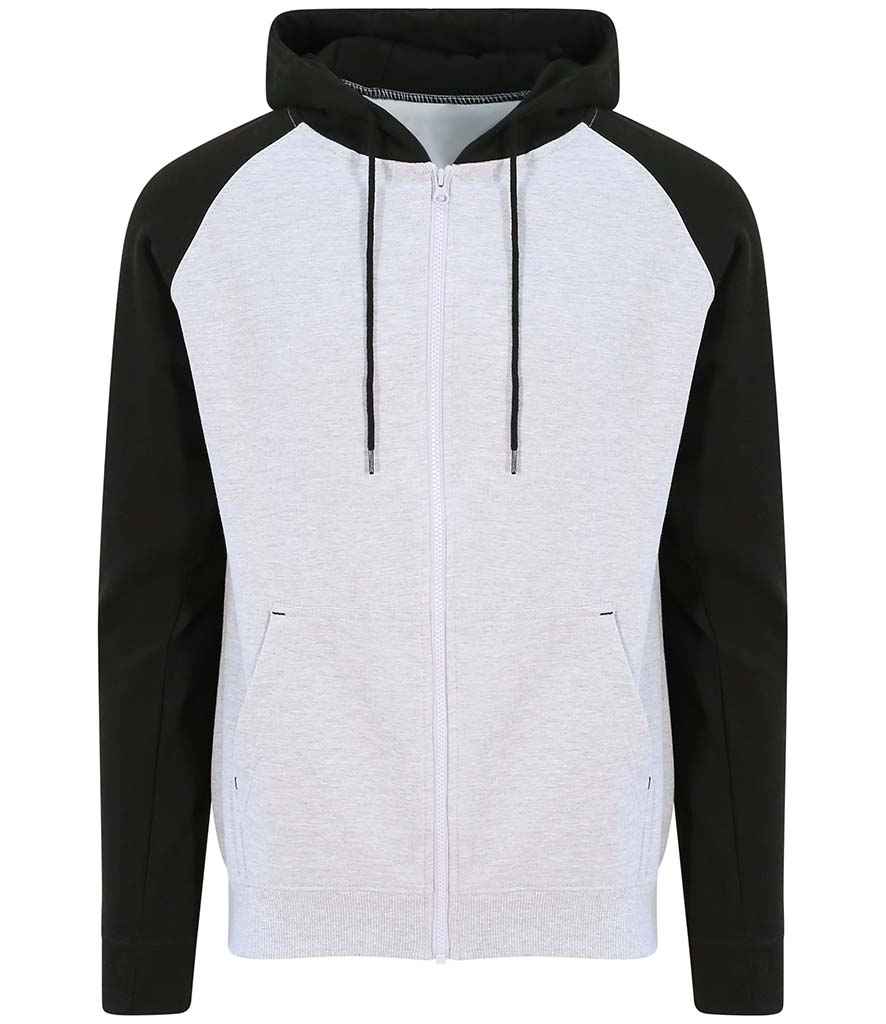 AWDis Baseball Zoodie Heather Grey/Jet Black