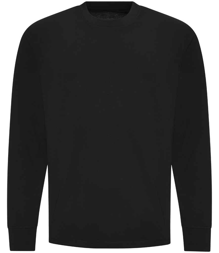 AWDis Unisex Oversize 100 Long Sleeve T-Shirt Deep Black