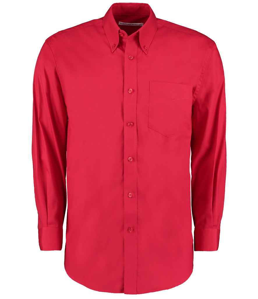 Kustom Kit Premium Long Sleeve Classic Fit Oxford Shirt | Red Red