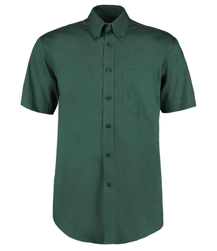 Kustom Kit Premium Short Sleeve Classic Fit Oxford Shirt | Bottle Green Bottle Green