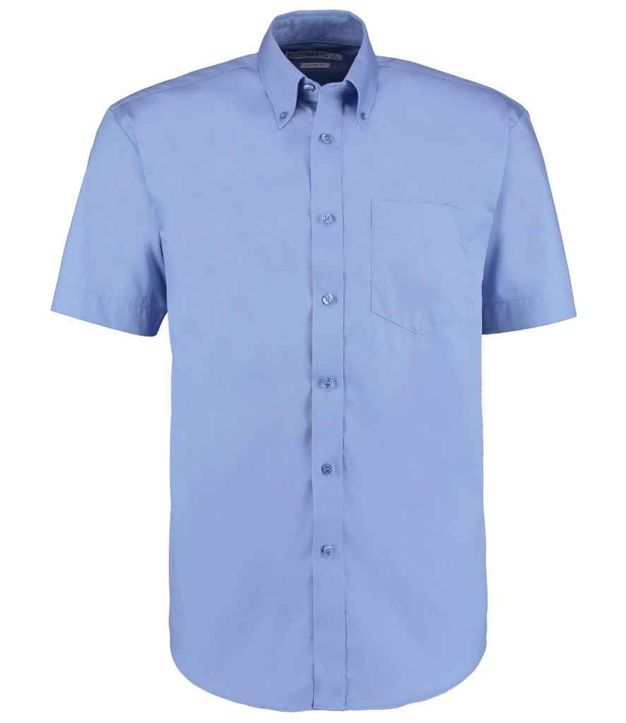 Kustom Kit Premium Short Sleeve Classic Fit Oxford Shirt | Mid Blue Mid Blue