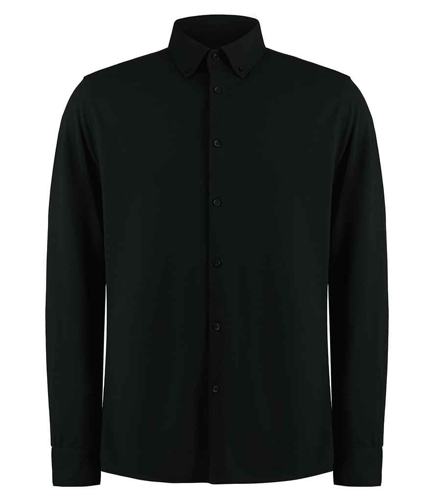 Kustom Kit Long Sleeve Superwash® 60°C Piqué Shirt Black