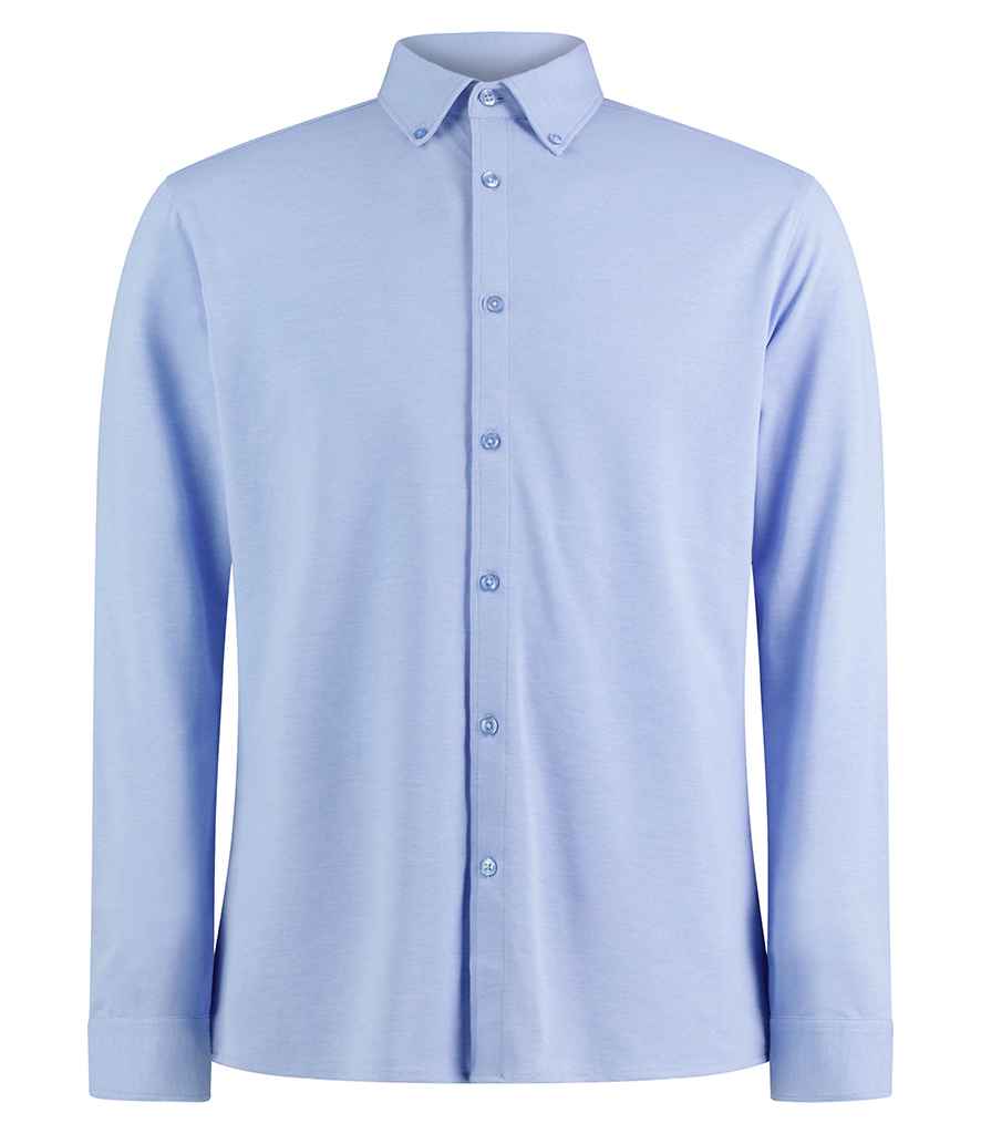 Kustom Kit Long Sleeve Superwash® 60°C Piqué Shirt Light Heather Blue