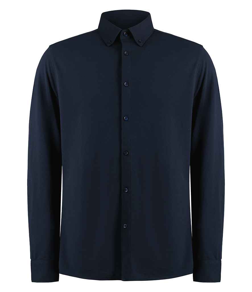 Kustom Kit Long Sleeve Superwash® 60°C Piqué Shirt Navy