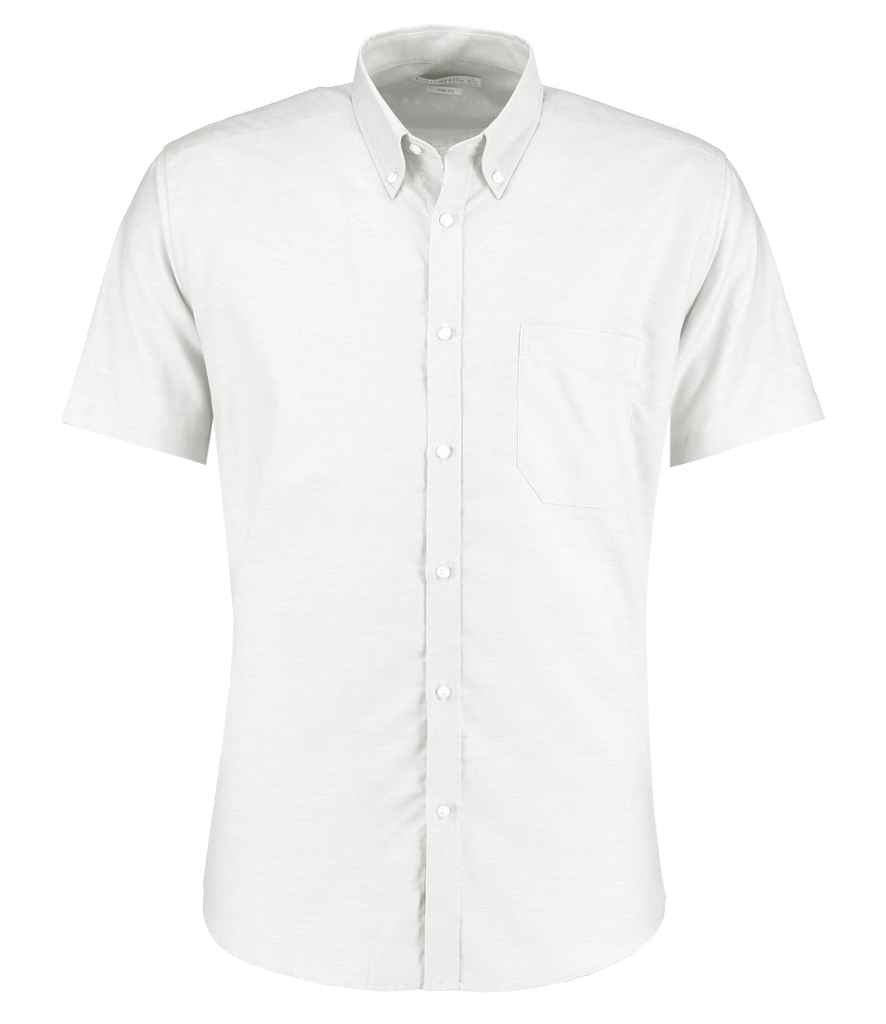 Kustom Kit Short Sleeve Slim Fit Oxford Shirt White